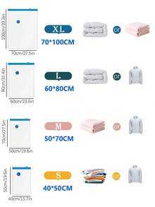真空壓縮袋、旅行收納袋、衣物收納袋、家用行李袋；可重複使用真空壓縮袋，適用於大衣、襯衫、毛毯、長褲，以及居家、宿舍、衣櫥、衣櫃、臥室、浴室、旅行用品、居家收納和返校季節。 - 彩色 - 查看 3