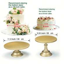 3pcs Gold Cake Stand Set - Round Dessert Display Rack, Suitable For Birthday/Wedding Party, Sizes: 7.87 Inches, 9.84 Inches, And 11.8 Inches - Multicolor - View 6