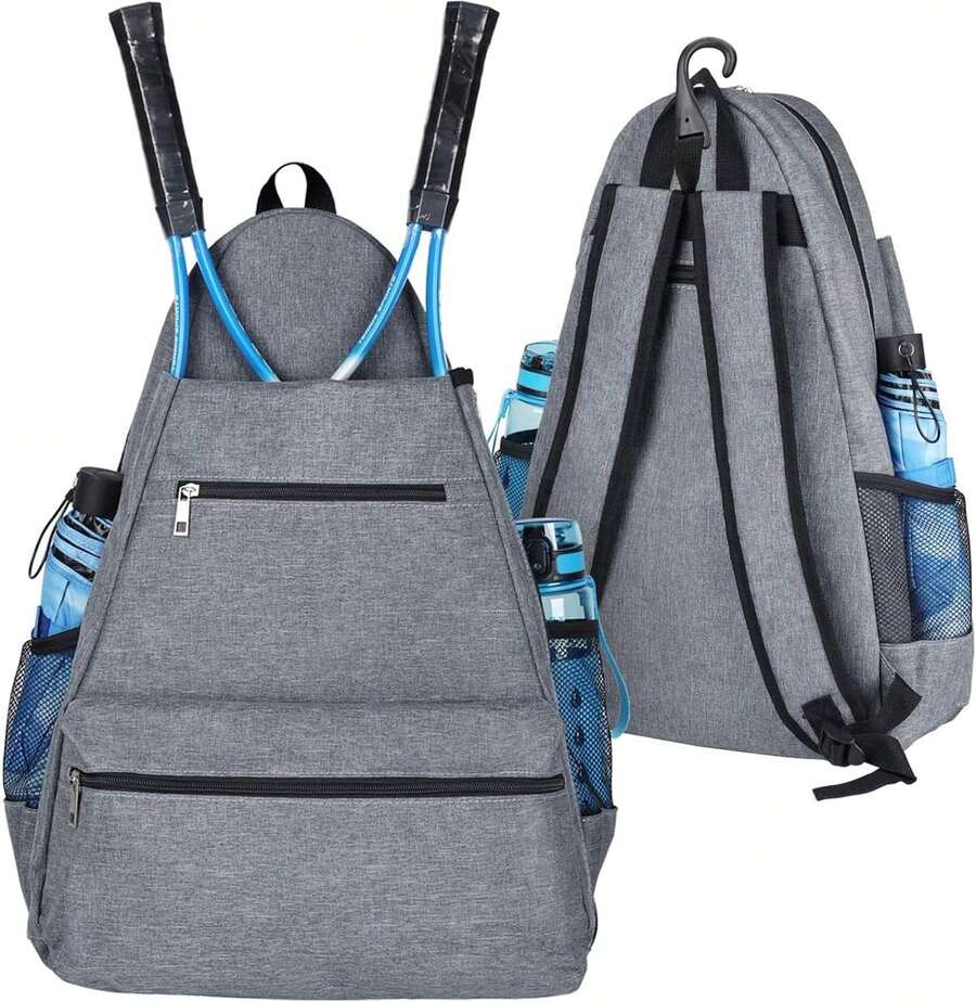 Bolsa de Tenis, Mochila de Tenis Para Mujeres y Hombres, Bolsa de Tenis Grande Mochila Padel, para Raquetas Bádminton, Squash, Pickleball, Pelotas y Otros Accesorios Deportivos. - Gris - Ver 1