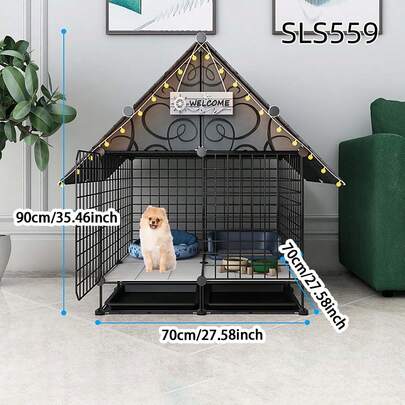 Detachable Modular Iron Dog House With Pullout Tray, Easy To Clean, DIY Assembly Small Dog Cage Suitable For Toy Poodle, Chihuahua, Small-Medium Puppies Indoor Home Use
