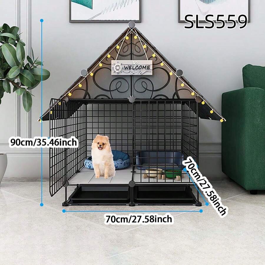 Chuồng chó bằng sắt dạng mô-đun có thể tháo rời, khay kéo ra, dễ vệ sinh, tự lắp ráp, phù hợp cho chó nhỏ như Toy Poodle, Chihuahua và các chú chó con cỡ nhỏ đến trung bình, sử dụng trong nhà. - Nhiều màu - Xem 1