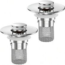 2PCS Sink Stopper Hair Catcher, Pop-Up Sink Drain Strainer With Removable Stainless Steel Strainer Basket Hair Catcher, Bathroom Sink Strainer For Bathroom Sink Stopper Replacement - 2 Items - View 4