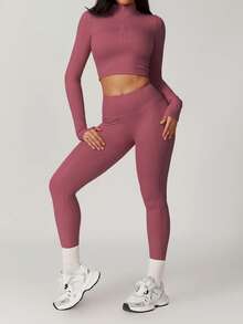 MASKERT 2Pcs Women's Sports Pants, Yoga Pants, Sports Pants, Casual Pants, Fitness Pants, Yoga Pants, Running Pants, High Elasticity Sports Pants, Comfortable And Skin Friendly - 黑色+藕粉紅色 - 查看 7