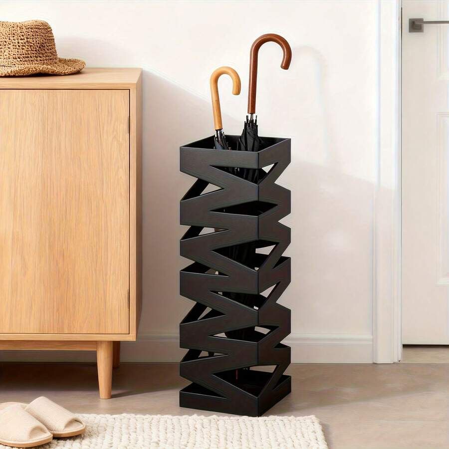 Heavy-Duty Metal Umbrella Stand - Anti-Tip Iron Base, Home Entryway/Commercial Lobby/Office Front Desk, Christmas/New Year Gift, Black - 黑色 - 查看 1