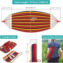 Camping Hammock 1200lb Upgraded Thickened DurableCanvas Fabric Double Hammocks With Two Anti RollBalance Beam And Sturdy Metal Knot Tree Straps ForCamping, Patio, Backyard, Outdoor - Multicolor - View 7