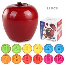 12pcs Matching Toy Set For Toddler,Preschool Education Activity Toy,Finger Exercises,Apple Shape Match Toy With Storage,Color & Shape Matching Sorters - Multicolor - View 17