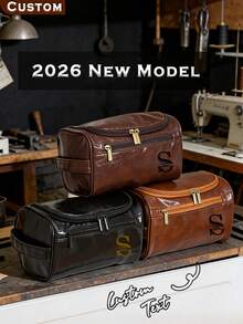 Túi đựng đồ vệ sinh cá nhân du lịch chống thấm nước cá nhân hóa - Túi đựng mỹ phẩm dung tích lớn, có thể in chữ cái đầu/tên, phụ kiện kim loại vàng, túi trang điểm đa chức năng có khóa kéo, unisex (Nâu/Đen) - Bền bỉ, chống bám bẩn, túi trang điểm, túi đựng đồ vệ sinh cá nhân, túi mỹ phẩm nữ, túi trang điểm du lịch, túi đựng đồ dùng phòng tắm du lịch, túi đựng đồ vệ sinh cá nhân du lịch, quà tặng cá nhân hóa, túi đựng đồ vệ sinh cá nhân du lịch - Nhiều màu - Xem 2