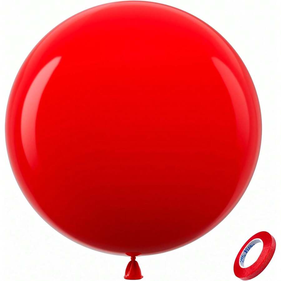36英寸(约91.4厘米)巨型红色气球,2/4/6/8/10个装,超大加厚哑光红色乳胶氦气球,适用于摄影、结婚纪念日、求婚、生日、情人节、圣诞节、新年派对装饰 - 紅色 - 查看 1