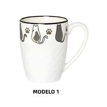 ZYLX SHOPPING – Taza cerámica 380 ml con diseño de gatos, relieve decorativo y asa grande para café o té - Blanco - Ver 5