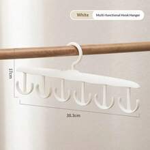 粉色、白色和灰色12钩旋转衣架 - 多功能衣柜收纳架，节省空间的旋转挂钩，适用于悬挂衣物 - 白色 - 查看 7