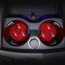 1 pièce Tapis antidérapant pour porte-gobelet de voiture élégant avec strass, base en silicone imperméable et anti-fuite, protège contre les déversements de café, de thé au lait et d'eau, amortit les vibrations et les bruits du véhicule - Dessous de verre pour voiture incrustés de diamants - Voir 7
