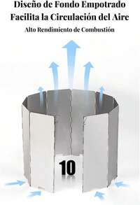 Parabrisas de la Estufa al Aire Libre, Camping Accesorios Cocina, 10 Piezas Portátil Plegable Estufa de Gas al Aire Libre Escudo Contra el Viento, con Caja de Alenamiento, Parabrisas de Cocina - negro - Ver 3