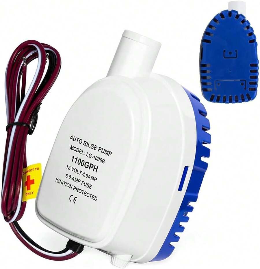 Bomba de Sentina Automática de Agua de Achique - 1100GPH Bomba de Sentina Automática, 12V Bomba de Agua Sentimiento Automático Marino, con Protección de Encendido, para Sentinas y Piscinas de Barcos - negro - Ver 1