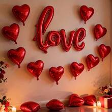 Bộ 1 bóng bay trang trí ngày Valentine, bóng bay hình trái tim bằng giấy bạc, bóng bay hình trái tim chữ "I LOVE YOU", bóng bay trang trí ngày Valentine, bóng bay chữ LOVE, trang trí đám cưới, trang trí tiệc, bóng bay kỷ niệm, trang trí tiệc cầu hôn "I Love You", thích hợp cho đám cưới, ngày Valentine, kỷ niệm và các bữa tiệc, có thể dùng làm đạo cụ chụp ảnh lãng mạn để tạo không khí quyến rũ. - Nhiều màu - Xem 1