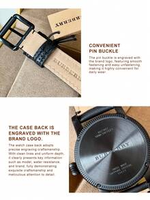 Burberry Utilitarian GMT Subdial Black Leather Band Men's Watch - Black - View 5