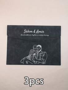 LICVIC 定制姓名文件夹 - 磁扣，个性化皮革文件夹，定制照片文件袋，可定制照片文件夹，适用于学校，防水大容量，情人节礼物，生日礼物，返校用品，考试，家庭，上班族，客户，工作/办公室/学校 - 風格A - 查看 23