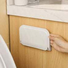 1pc Foldable Wall Mount Shelf, Bathroom Storage Rack, Bathroom Toilet Bedside Phone Holder, No Drill Dorm Storage Rack, WiFi Router Holder Bathroom - White - View 9