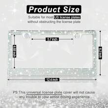 [Free Shipping]Bling License Plate Frame For Women, 2Pack Rhinestone Handcrafted Crystal Premium Stainless Steel, Stainless Steel Car Decorative Accessories With Diamond Sparkle Glitter Caps (Colorful),2pc,Colorful - 豐富多彩的 - 查看 3