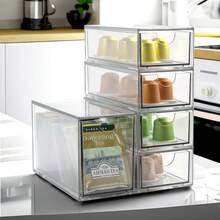 1pc/2pcs Multi-Functional Transparent Acrylic Tea Bag Storage Box - Space-Saving Kitchen And Pantry Tea Bag Organizer Solution, Easy Access Design With Multiple Compartments, Coffee Bean Storage Box, Space-Saving Desk Organizer For Home Office, Ideal For Tea And Coffee Lovers - Multicolor - View 7