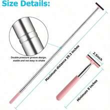 Car Rearview Mirror Wiper, Telescopic Vehicle Side Mirror Glass Squeegee With Long Rod, Retractable Portable Automotive Window Cleaning Accessories, Universal Most Pink - 粉色 - 查看 2