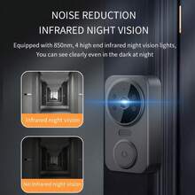 Cámara de timbre inteligente con pantalla de visualización, intercomunicador inalámbrico inteligente bidireccional para el hogar, monitoreo de video, se conecta al teléfono, diseño compacto y elegante, protección de para el hogar. Batería + carga USB, visión nocturna infrarroja, regalo de alto valor para las fiestas (requiere carga completa o conexión a la corriente para el primer uso) - Multicolor - Ver 6
