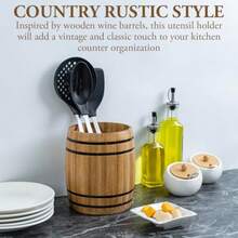 YQQ MyGift - Juego de utensilios de cocina con diseño de barril de vino color café claro9394 - Marrnclaro - Ver 2