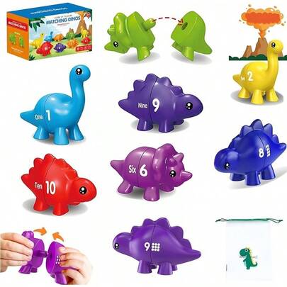 Juguetes De Dinosaurios Para NúMero, Juguetes De Aprendizaje Con Dinosaurios, Juguetes De ClasificacióN Colores Y Juego De Emparejar Doble Cara Regalos Navidad (Alfabeto De Dinosaurios-13)