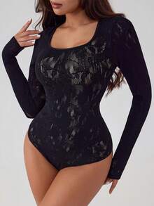 Women's Hole-Drawn Tight-Fitting Jumpsuit - Black - View 6