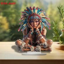 Attrape-rêves bohème blanc loup décoration de bureau acrylique - cadeau artistique thème animal avec plumes et perles pour la chambre, le café, le bureau ou la chambre à coucher - décoration de vacances, décoration d'intérieur bohème