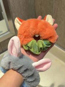 Rabbit & Fox Plush Hair Scrunchies, Women's Autumn/Winter Cartoon Fluffy Scrunchies, Create Elegant & Relaxed Hairstyles - Suitable For Girls & Ladies, Meet Daily Needs. Easily Create Simple Ponytails, Sophisticated Buns Or Creative Hairstyles, Practical & Stylish! Can Be Used As School Supplies, Gifts, Hair Scrunchies, Headbands.