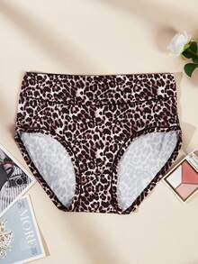 6 chiếc/gói Quần lót nữ cỡ lớn in họa tiết da báo, co giãn, thoải mái, gợi cảm - Nhiều màu - Xem 7