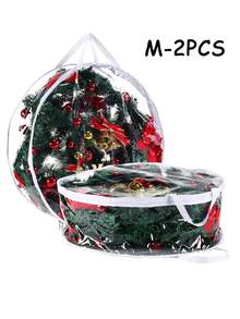 1个透明圣诞花环收纳袋，带提手，圆形重型PVC装饰整理袋，防尘节日装饰收纳容器，适用于人造花环、饰品、松枝。 - 透明 - 查看 9