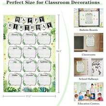 WhatSign Boho Classroom Birthday Chart - Happy Birthday Poster Birthday Calendar Wall For Reusable Classroom Chart Laminated Bulletin Board Decorations Back To School Supplies - StyleA - View 5