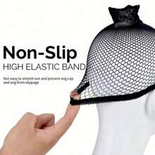 10pcs Black Wig Caps, Breathable Mesh Wig Caps, Unisex Mesh Wig Caps, Wig Nets, Black Non-Slip Breathable Elastic Nylon Wig Cap Set, Long Wig Caps, Elastic High Stretch Durable Wig Nets, Wig Care Set, Wig Accessories - Black - View 3