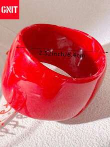 1pc Oversized Red Fashionable Bracelet, Suitable For Women's Daily Wear And Gift (Size Deviation 3mm/0.11 Is Normal) Geometric Pattern Elements - Red Series Bracelets - View 7