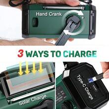 10000mAh Emergency Radio, Solar Radio, Hand Crank Radio, NOAA AM FM Weather Radio, 3 Charging Methods, Polymer Battery, Flashlight & Reading Lamp, SOS Alarm, Phone Charger For Emergency