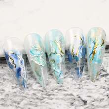 Nagelsticker Selbstklebend, 5D Marmor Nagelsticker Gold Linien Nagel Aufkleber Sticker, 5D Sommer Nail Art Sticker Nagelaufkleber Nageldesign für DIY Nagel Dekoration(3Blatt)-3461 - Marmor - Übersicht 8