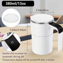 Akane 智能搅拌杯，大容量，磁吸旋转杯，电池供电咖啡杯，便携式，带LED温度显示的自动搅拌杯，可充电自动搅拌杯，带盖自搅拌杯，适合在办公室混合咖啡和牛奶 - 彩色 - 查看 5