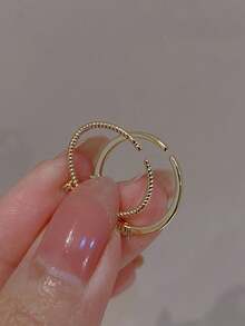 2 piezas Anillos de dedo minimalistas con forma de corazón abierto, elegantes y de moda - Multicolor - Ver 2