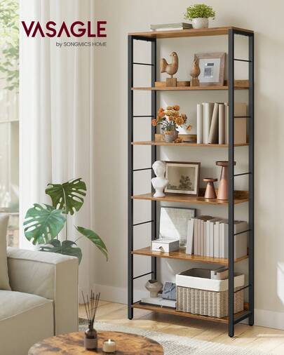 VASAGLE Bücherregal , Regal, Aufbewahrungsregal, mit Rückplatten, für Wohnzimmer, Arbeitszimmer, Homeoffice, Industrie-Design