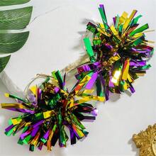 Colorful Mardi Gras Earrings For Women Glitter Carnival Theme Mask Feather Earrings Shiny Big Ball Fireworks Hoop Earrings Charm Fleur De Lis Dangle Earrings Gifts - 球外側 - 查看 6