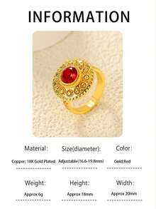 1 peça Vintage Sultan's Collection Joias Incrustadas Turquesa/Vermelho/Esmeralda Processo de Gravação Anéis Femininos, Joias Luxuosas e Elegantes para Mulheres, Uso Diário Versátil, Ideia de Presente Requintada, Perfeita para Festa, Banquete, Decoração de Casamento, Acessório Elegante com Design Delicado