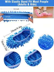2pcs Piansenlife Chenille Mop Slippers, For Floor Cleaning, Washable Shoe Covers, Soft Microfiber Dust Mop Slippers, Reusable, Unisex, Cleans Foot Dust And Hair, Suitable For Home, Office, Bathroom, Kitchen And More - Multicolor - View 4