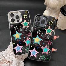 The stars twinkle For  17 16 16E 15 14 13 12 11 Pro Max 17 Air 16 Plus luxury matte hemming anti-drop IMD color personalized laser backplane protection cover - CYK Thestarstwinkle Plata - Ver 3
