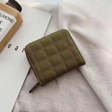 Cartera para Mujeres Versión Coreana Simple Cartera a Cuadros Estudiante de Secundaria Retro Monedero Corto Tarjetero Ranuras paraúltiples Tarjetas - Blanco - Ver 7