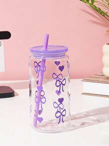 1 chiếc cốc nhựa 475ml/16oz hình nơ tình yêu, cốc uống nước in hình nơ, có nắp và ống hút, cốc thủy tinh trong suốt, cốc nước xinh xắn dành cho nữ, cốc có ống hút, cốc cà phê đá kiểu Mỹ, cốc sữa, cốc đồ uống, thích hợp cho cà phê. - Nhiều màu - Xem 13