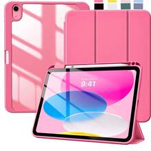 Hybrid Slim Case Compatible With Ipad (A16) 11th Generation 11 Inch (2025), IPad 10th Generation 10.9 Inch (2022) - Shockproof Cover With Clear Transparent Back Shell & Pencil Holder, Pink - Multicolor - View 50