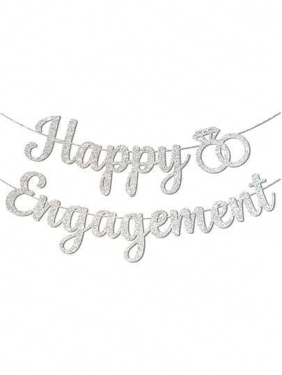 1pc Shiny Silver Engagement Banner, Ready To Use, Suitable For Engagement Party, Bachelorette Party Decor, Wedding Room Decor, Wedding Decor, Wedding Banner, Room Decor, Bedroom Decor, Living Room Decor, Valentine's Day Gift, Engagement Decor And Engagement Banner