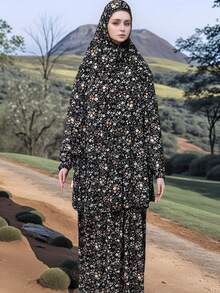 1 chiếc áo Abaya dài rộng có mũ trùm đầu và khăn trùm đầu dành cho nữ, thích hợp cho việc cầu nguyện, thể thao trong nhà/ngoài trời, khăn che mặt mềm mại cho nữ, phụ kiện cần thiết cho kỳ nghỉ và du lịch. - Nhiều màu - Xem 10