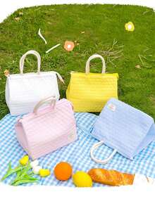 Cute Macaron Color Insulated Lunch Bag, Large Capacity Bento Box Carrier, Office Lunch Tote, Student Lunch Bag, Fresh-Keeping Mommy Bag - Multicolor - View 1